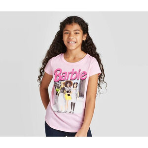 Barbie Graphic Print Short Sleeve T-Shirt Pink Girl's Size XL (14-16)
